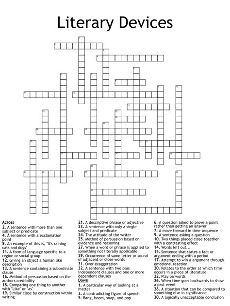 literary devices crossword|dramatic literary device crossword.